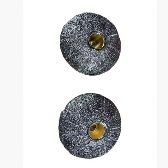 Williams Sonoma Sea Urchin Tiny Taper Holders One Pair Silvery New in Box (NIB) - Picture 2 of 6
